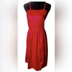 VintageYou Babes II Division of Fritzi Red Sateen  Luxe Spaghetti Strap Dress